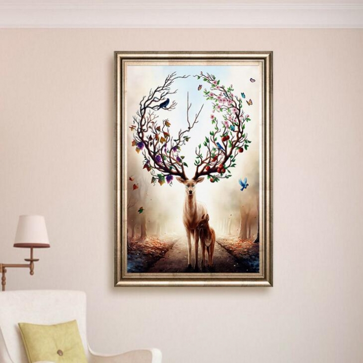 Nordic Style Silhouette of Deer Poster Paintings Wall Decoration Scenery Posters  Prints Wall Art