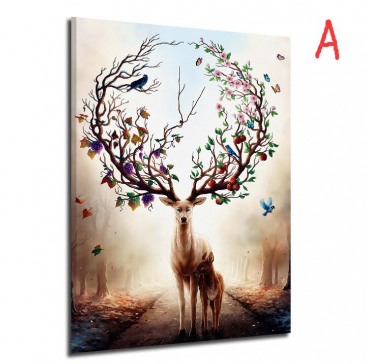 Nordic Style Silhouette of Deer Poster Paintings Wall Decoration Scenery Posters  Prints Wall Art
