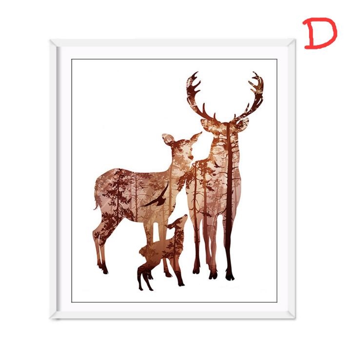 Nordic Style Silhouette of Deer Poster Paintings Wall Decoration Scenery Posters  Prints Wall Art