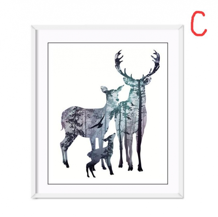 Nordic Style Silhouette of Deer Poster Paintings Wall Decoration Scenery Posters  Prints Wall Art