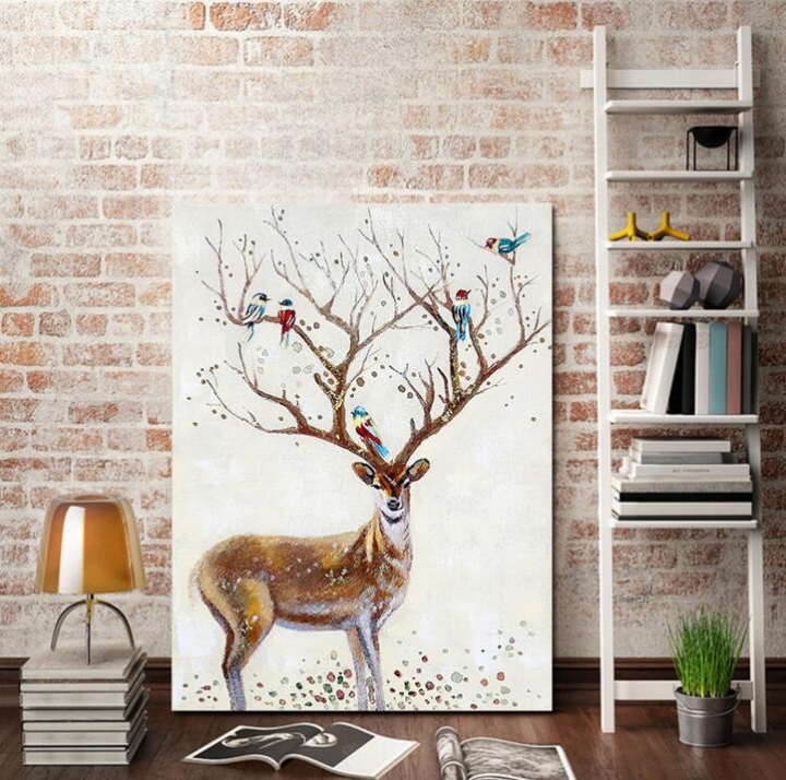 Nordic Style Silhouette of Deer Poster Paintings Wall Decoration Scenery Posters  Prints Wall Art