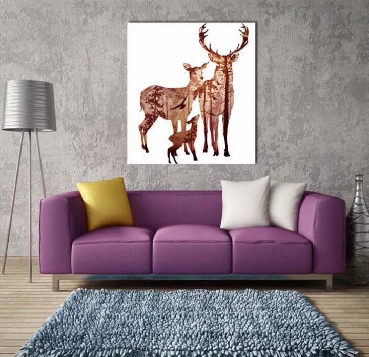 Nordic Style Silhouette of Deer Poster Paintings Wall Decoration Scenery Posters  Prints Wall Art