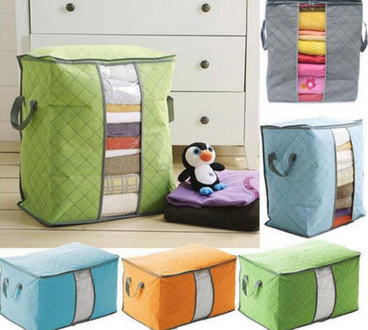 Qualify Storage Bag Portable Organizer Non Woven Underbed Pouch Box Bamboo Clothing Storaging Bag