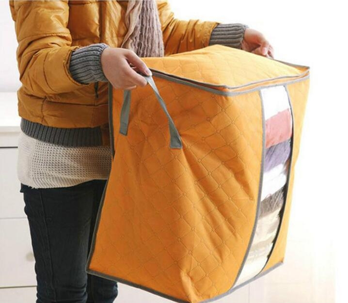 Qualify Storage Bag Portable Organizer Non Woven Underbed Pouch Box Bamboo Clothing Storaging Bag