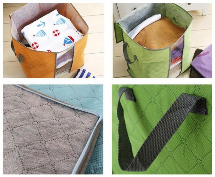 Qualify Storage Bag Portable Organizer Non Woven Underbed Pouch Box Bamboo Clothing Storaging Bag