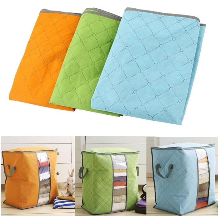 Qualify Storage Bag Portable Organizer Non Woven Underbed Pouch Box Bamboo Clothing Storaging Bag