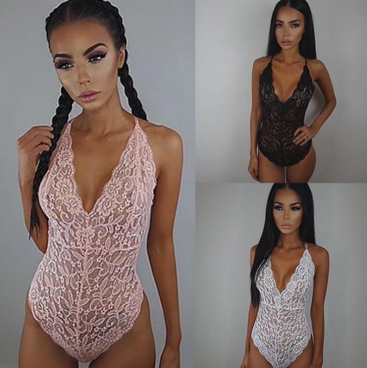 Porn Sexy Lingerie Hollow Out Deep V Bandage Lace Dress Erotic Lingerie Sexy Underwear Nightwear