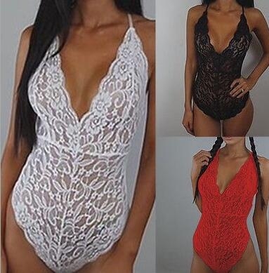Porn Sexy Lingerie Hollow Out Deep V Bandage Lace Dress Erotic Lingerie  Sexy Underwear Nightwear white m
