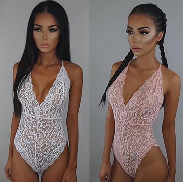 Porn Sexy Lingerie Hollow Out Deep V Bandage Lace Dress Erotic Lingerie Sexy Underwear Nightwear