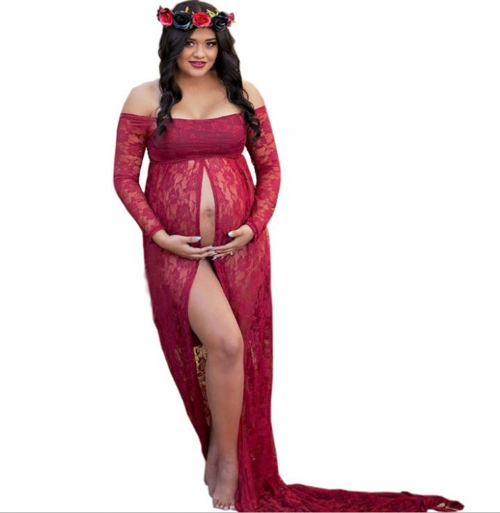 maternity photography props gown Lace Maternity Dress Fancy shooting photo pregnant dress Plus