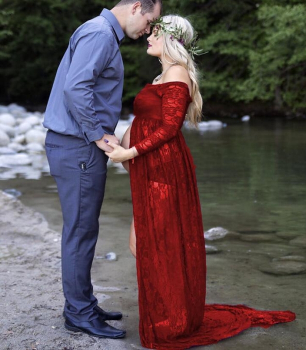 maternity photography props gown Lace Maternity Dress Fancy shooting photo pregnant dress Plus