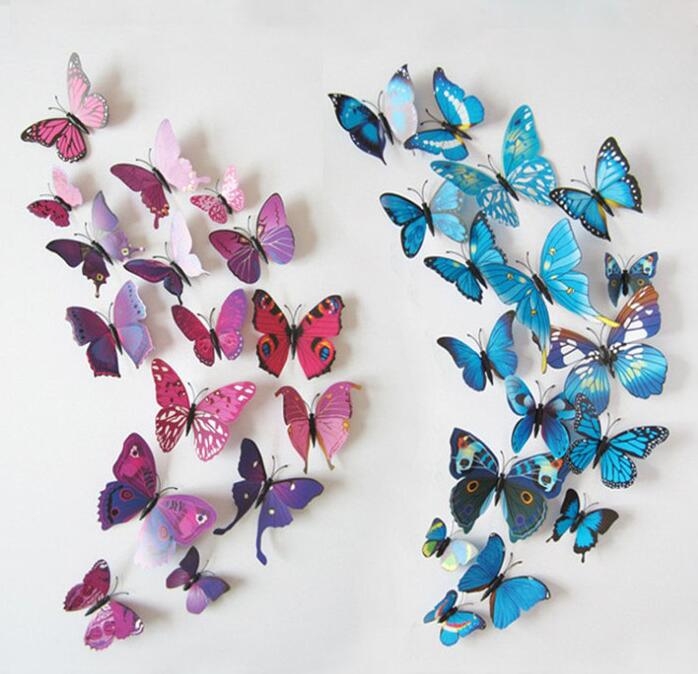 Qualified Wall Stickers12pcs Decal Wall Stickers Home Decorations 3D Butterfly Rainbow PVC Wallpaper