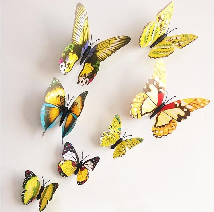 Qualified Wall Stickers12pcs Decal Wall Stickers Home Decorations 3D Butterfly Rainbow PVC Wallpaper