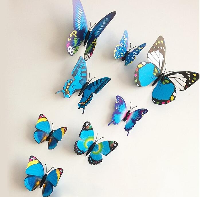 Qualified Wall Stickers12pcs Decal Wall Stickers Home Decorations 3D Butterfly Rainbow PVC Wallpaper