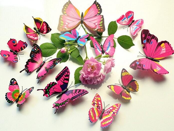 Qualified Wall Stickers12pcs Decal Wall Stickers Home Decorations 3D Butterfly Rainbow PVC Wallpaper
