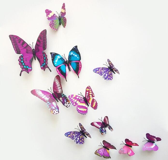 Qualified Wall Stickers12pcs Decal Wall Stickers Home Decorations 3D Butterfly Rainbow PVC Wallpaper