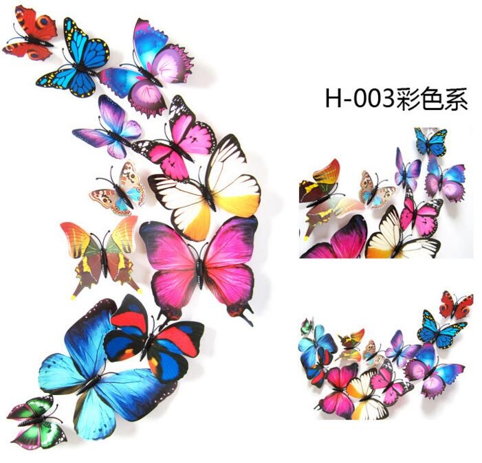Qualified Wall Stickers12pcs Decal Wall Stickers Home Decorations 3D Butterfly Rainbow PVC Wallpaper
