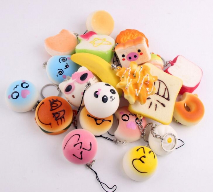 10PCS Random Squishy Bread Slow Rising Cute Straps Cake Buns Pendant Toy Kid Squeeze Scented Charms