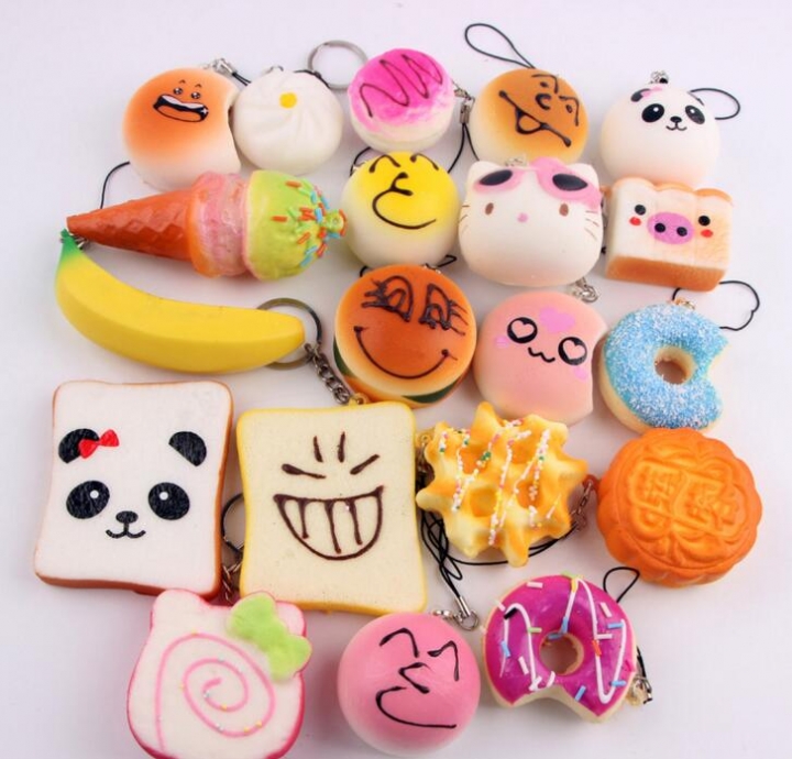 10PCS Random Squishy Bread Slow Rising Cute Straps Cake Buns Pendant Toy Kid Squeeze Scented Charms