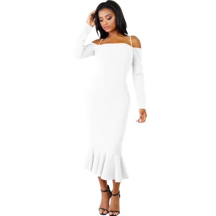 2019 Women Autumn Sexy Casual dress Fashion elegent Flounce Dress Vestidos Long Sleeve  slip dress