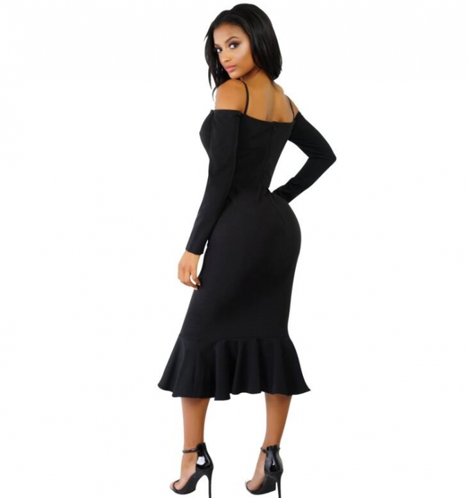 2019 Women Autumn Sexy Casual dress Fashion elegent Flounce Dress Vestidos Long Sleeve  slip dress