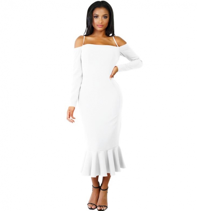 2019 Women Autumn Sexy Casual dress Fashion elegent Flounce Dress Vestidos Long Sleeve  slip dress