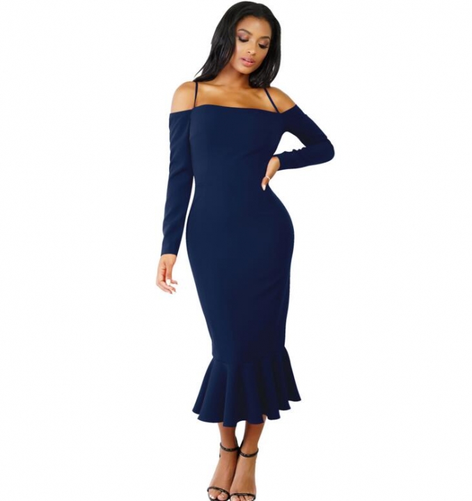 2019 Women Autumn Sexy Casual dress Fashion elegent Flounce Dress Vestidos Long Sleeve  slip dress