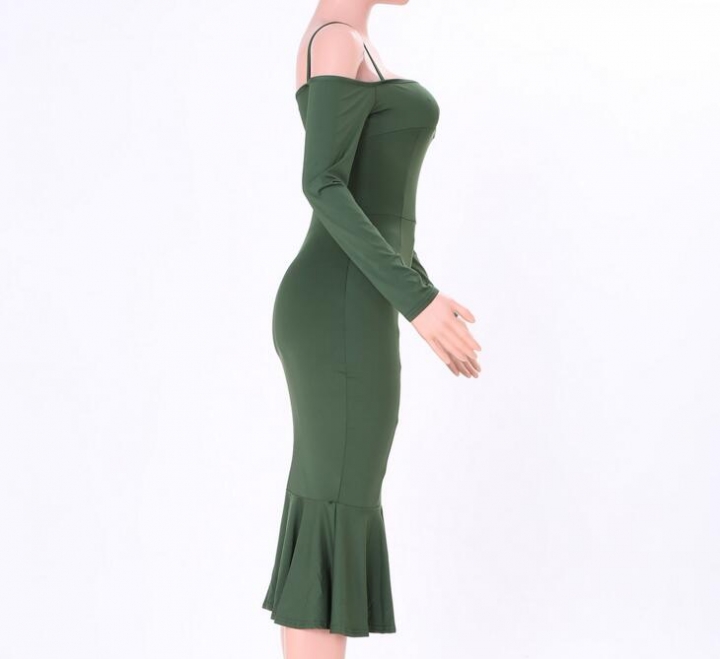 2019 Women Autumn Sexy Casual dress Fashion elegent Flounce Dress Vestidos Long Sleeve  slip dress