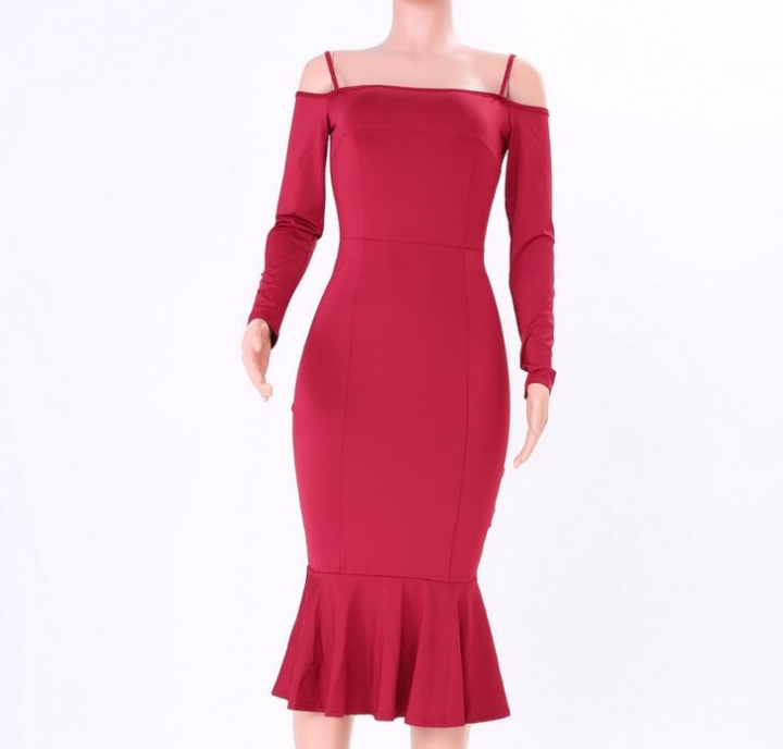 2019 Women Autumn Sexy Casual dress Fashion elegent Flounce Dress Vestidos Long Sleeve  slip dress