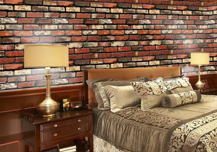 Rustic Vintage 3D Faux Brick Wallpaper Roll Vinyl PVC Retro Industrial Loft Wall Paper  Washable