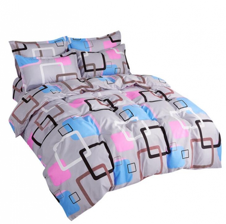 Fine Atistic Pattern Consise Cover Bed Sheet Pillow Case Bedding Set for Bedroom Dormitory Atistic