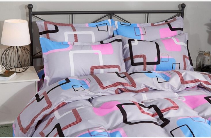 Fine Atistic Pattern Consise Cover Bed Sheet Pillow Case Bedding Set for Bedroom Dormitory Atistic