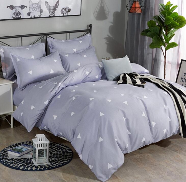 Fine Atistic Pattern Consise Cover Bed Sheet Pillow Case Bedding Set for Bedroom Dormitory Atistic