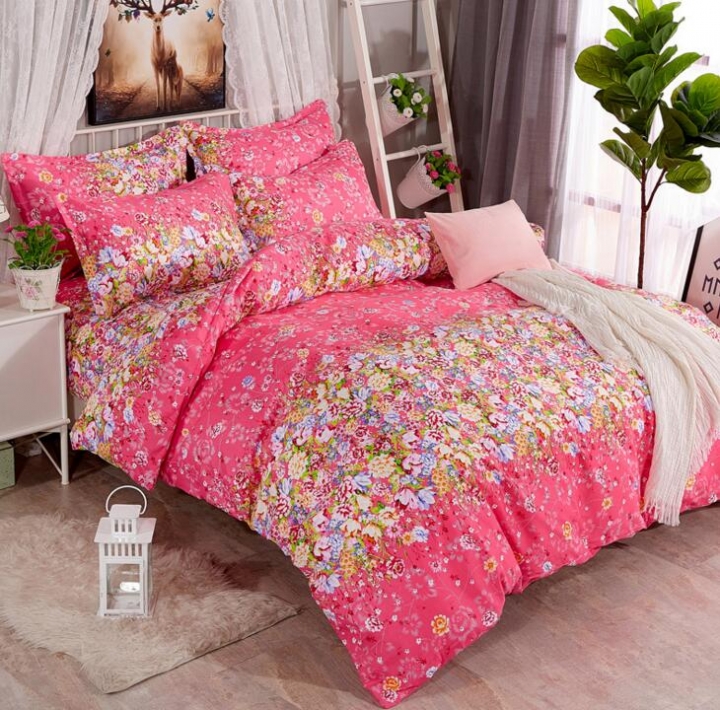 Fine Atistic Pattern Consise Cover Bed Sheet Pillow Case Bedding Set for Bedroom Dormitory Atistic