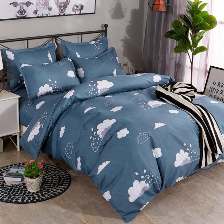 Fine Atistic Pattern Consise Cover Bed Sheet Pillow Case Bedding Set for Bedroom Dormitory Atistic