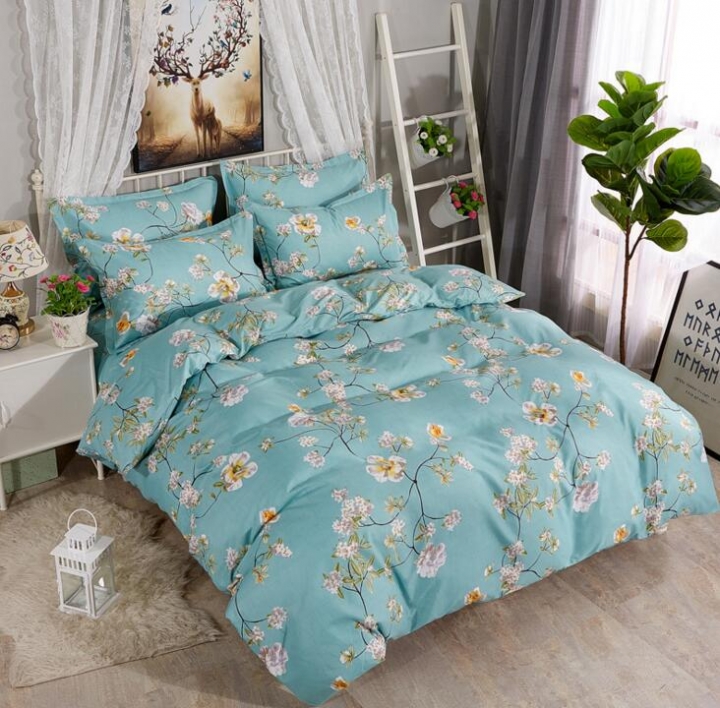 Fine Atistic Pattern Consise Cover Bed Sheet Pillow Case Bedding Set for Bedroom Dormitory Atistic