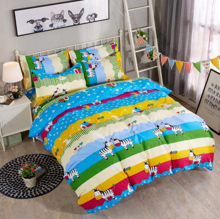 Fine Atistic Pattern Consise Cover Bed Sheet Pillow Case Bedding Set for Bedroom Dormitory Atistic