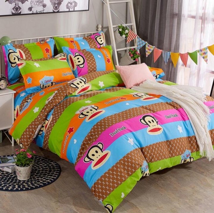 Fine Atistic Pattern Consise Cover Bed Sheet Pillow Case Bedding Set for Bedroom Dormitory Atistic