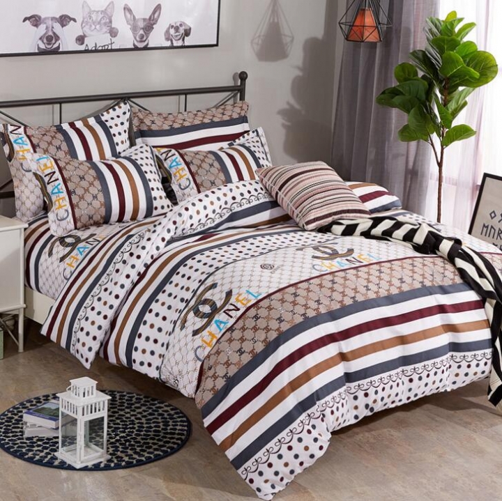 Fine Atistic Pattern Consise Cover Bed Sheet Pillow Case Bedding Set for Bedroom Dormitory Atistic