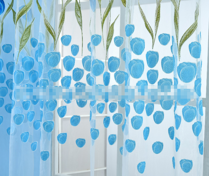 Cute Willow leaf /tulip Tulle Curtains Blinds Voile Pastoral Style Willow Floral Decorative cortinas