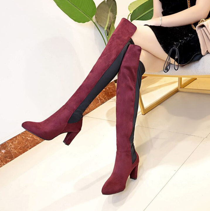 Women&apos;s Thigh High Fashion Over The Knee Block Heel Boots