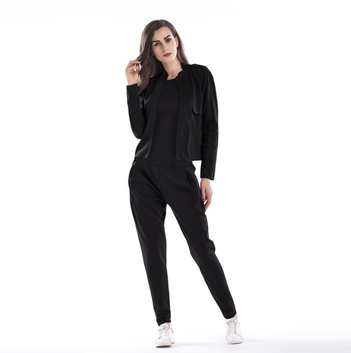 Women Color Block Two Piece Outfit Long Sleeve Jacket Pants Set Tracksuit