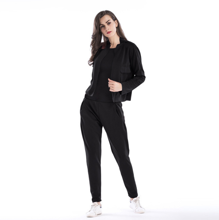 Women Color Block Two Piece Outfit Long Sleeve Jacket Pants Set Tracksuit