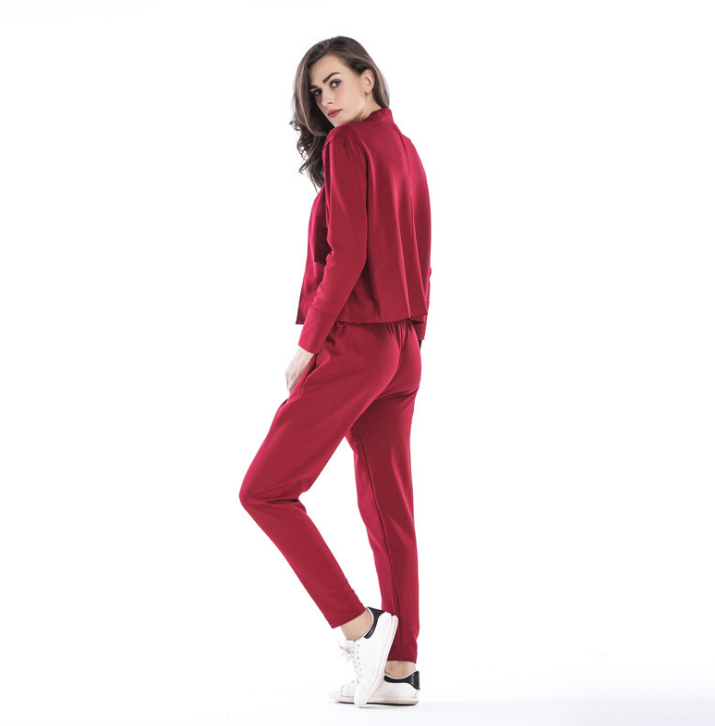 Women Color Block Two Piece Outfit Long Sleeve Jacket Pants Set Tracksuit
