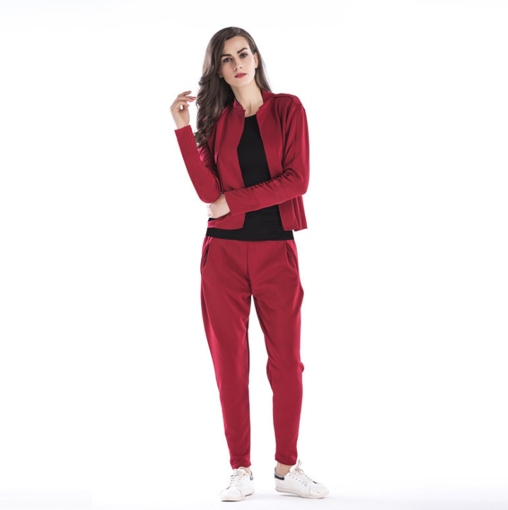Women Color Block Two Piece Outfit Long Sleeve Jacket Pants Set Tracksuit