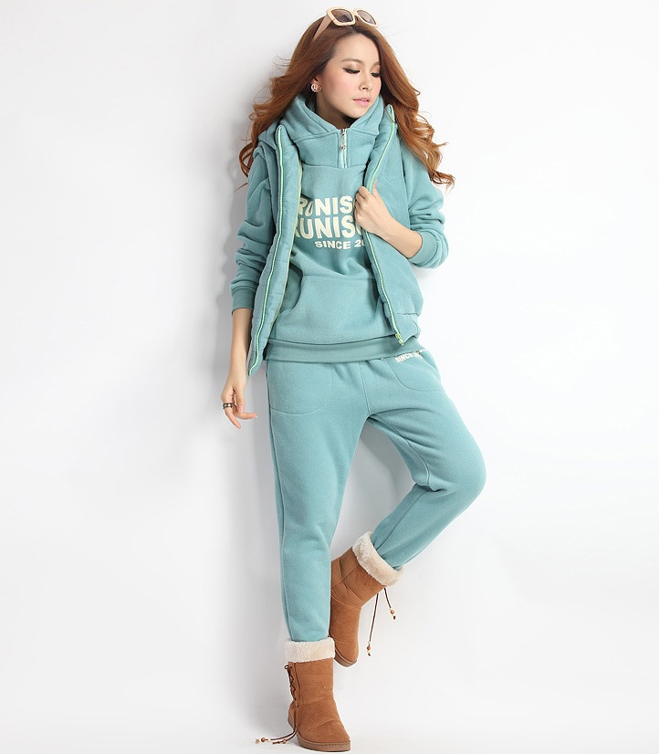 Women Casual Pullover Hoodie Sweatpants 3 Piece Sport Jumpsuits Outfits Set