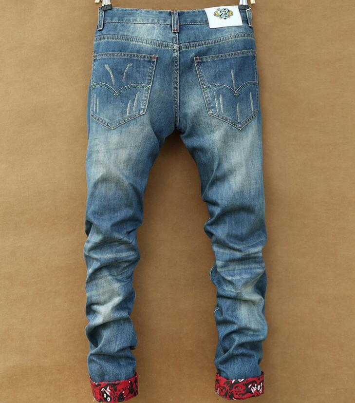 Men Stylish Ripped Jean Pants Biker Skinny Slim Straight Frayed Denim Trousers New Fashion Clothes