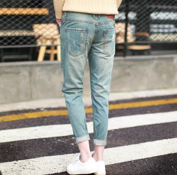 Men Stylish Ripped Jean Pants Biker Skinny Slim Straight Frayed Denim Trousers New Fashion Clothes
