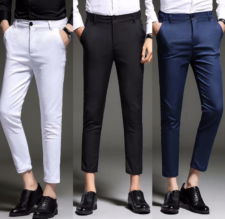 Fashion New High Quality Cotton Men Pants Straight Male Classic Business Casual Trousers Nine points