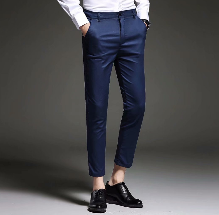 Fashion New High Quality Cotton Men Pants Straight Male Classic Business Casual Trousers Nine points